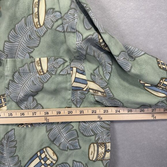 Tommy Bahama Men's Large 100% Silk Short Sleeve Button Up Hawaiian Bongo Shirt - Picture 8 of 8